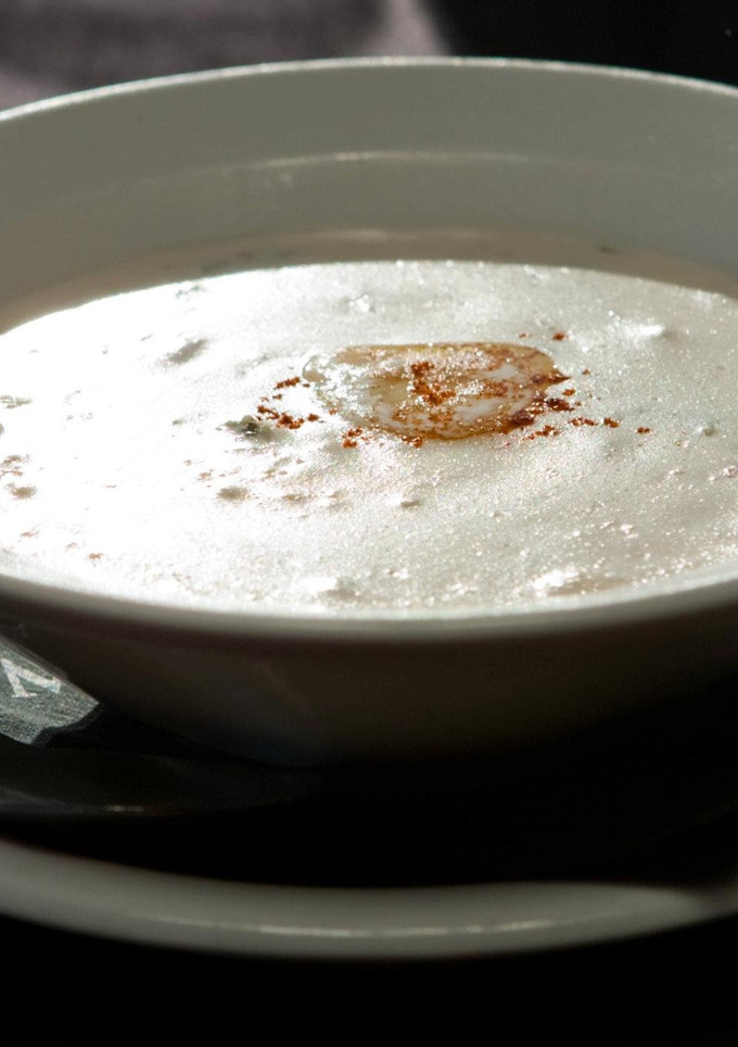 A picture of seafood chowder.