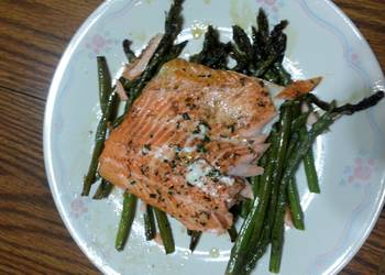The New Way Make Recipe Baked salmon with asparagus Delicious Perfect