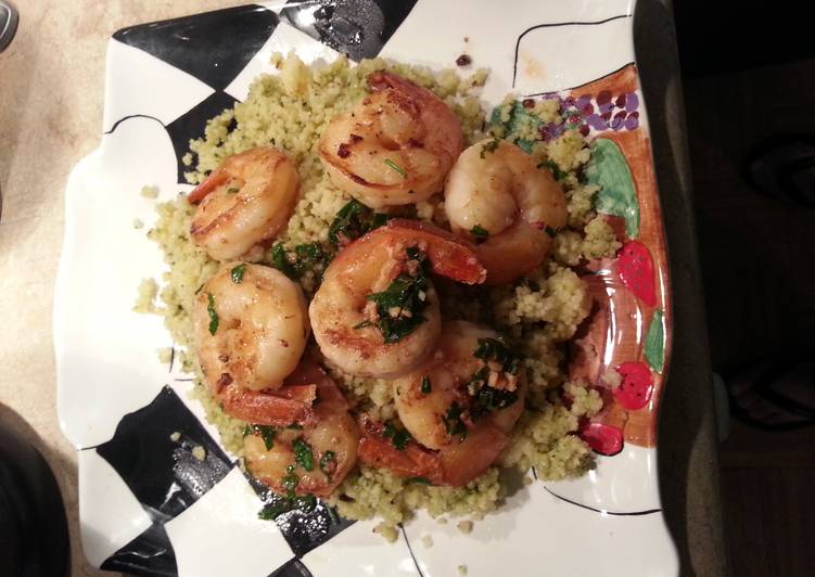 Easiest Way to Make Any-night-of-the-week Pesto cous cous with shrimp