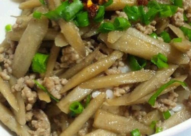 Easy Ground Meat and Burdock Root Rice Bowl