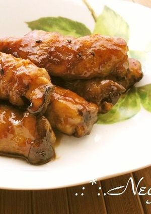 A picture of Sweet & Salty Teriyaki King Oyster Mushroom and Pork Rolls.
