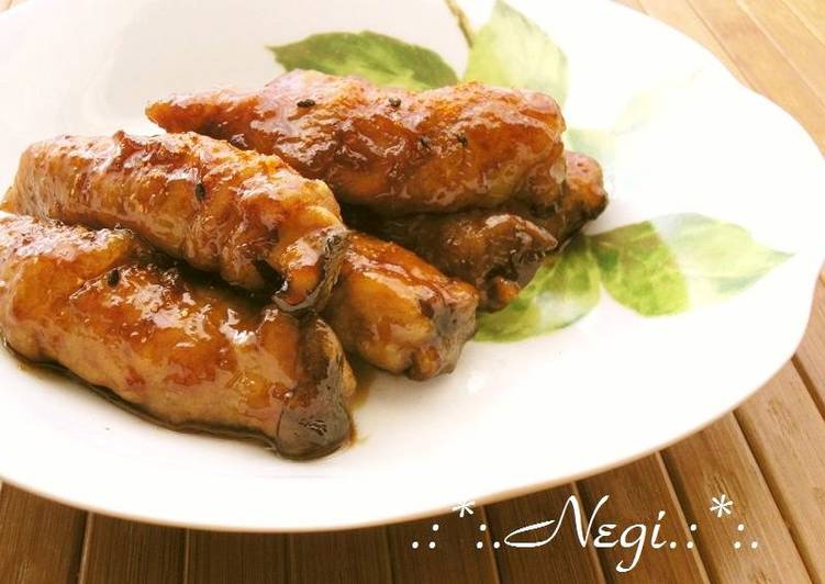 Recipe of Homemade Sweet &amp; Salty Teriyaki King Oyster Mushroom and Pork Rolls