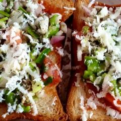 A picture of Home made Bread Pizza on Tawa.