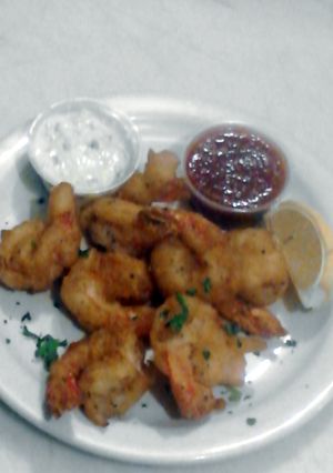 A picture of beer battered shrimp.