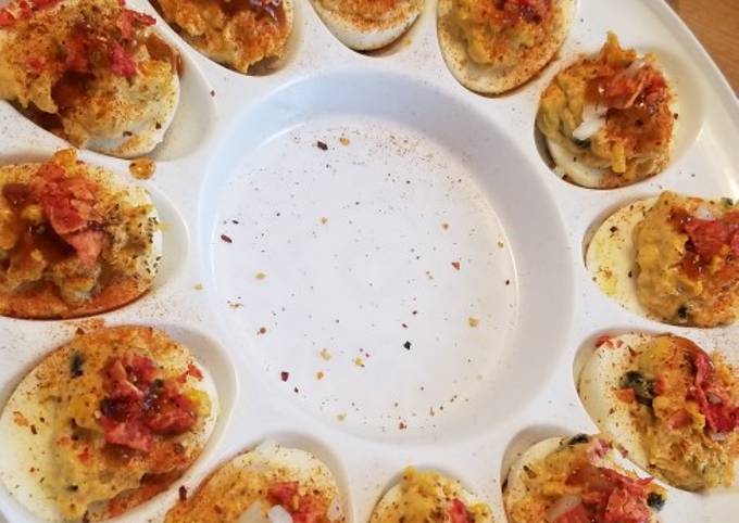Steps to Prepare Any-night-of-the-week Buffalo Chicken Dip Deviled Eggs