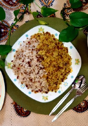 عکسی از دستور عدس پلو با گوشت چرخ کرده