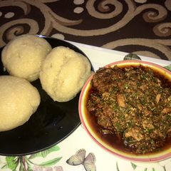 Eba & egusi soup🌶🥣🍽 A picture of Eba & egusi soup🌶🥣🍽.
