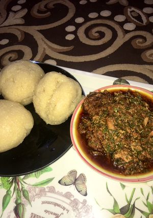 A picture of Eba & egusi soup🌶🥣🍽.
