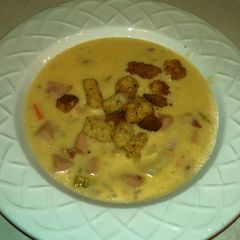 Cheesy Ham and Potato soup A picture of Cheesy Ham and Potato soup.
