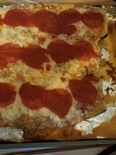 A picture of Zucchini boat lasagna.