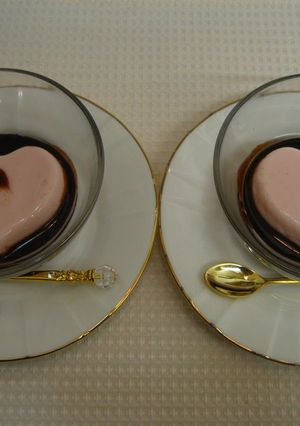 A picture of Couple's Pink Heart Gelatin Dessert For Valentine's Day.