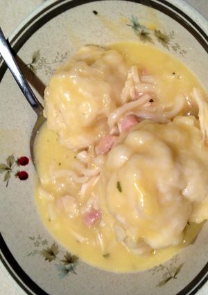A picture of Great Grandmas Chicken And Dumplings.