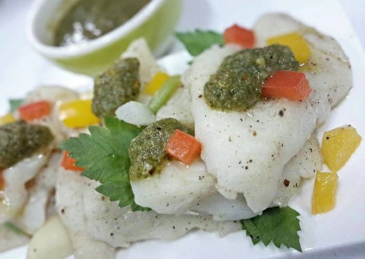 Easiest Way to Make Homemade Poached fish with Lime and Cilantro