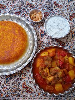 عکسی از دستور تهدیگ زعفرانی