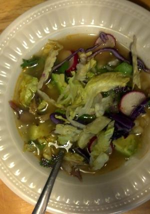A picture of Pollo Posole Rojo.