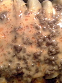 A picture of beef enchiladas.