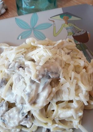 Una foto de Pasta fungui 5 quesos