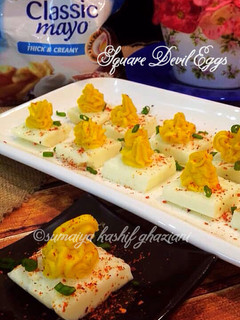 A picture of Square Devil Eggs #CookpadSehri.