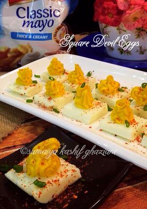 A picture of Square Devil Eggs #CookpadSehri.