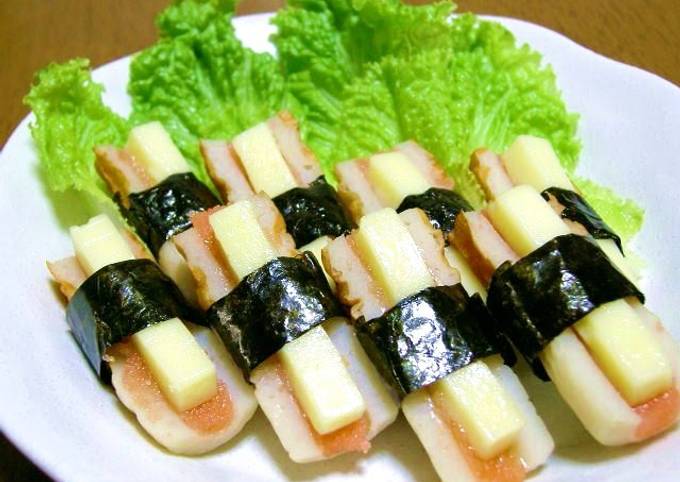 Baked Chikuwa with Mentaiko and Cheese