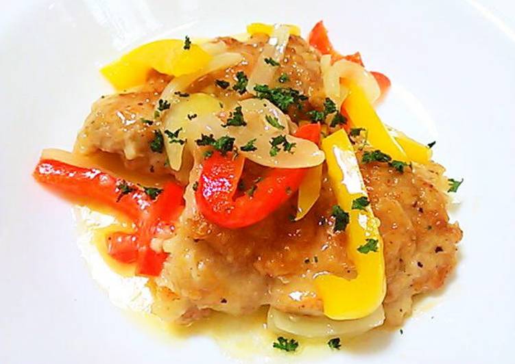 Recipe: Tasty Chicken and Bell Peppers Simmer with Preserved Lemons ＆ Dried Parsley