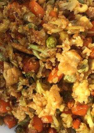 A picture of Cauliflower fried rice.