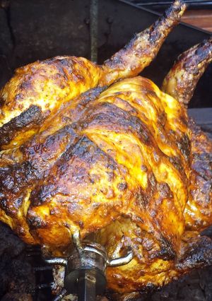 A picture of Spit Roasted chicken.