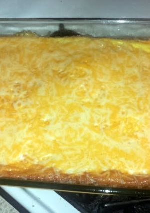 A picture of Cheesy egg souflee.
