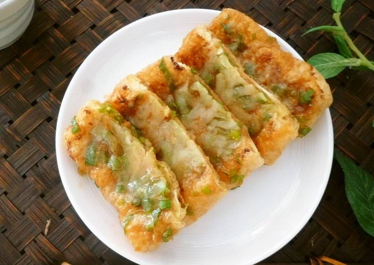 Recipe of Super Quick Homemade Aburaage and Leek with Miso and Cheese Snack