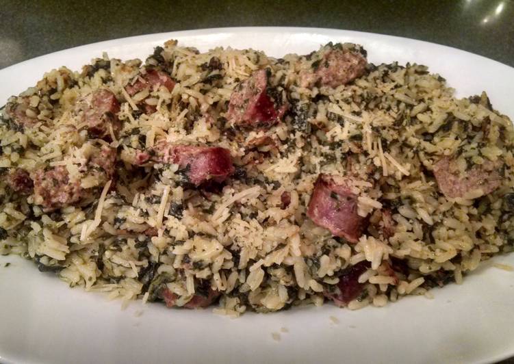 Recipe of Any-night-of-the-week EASY ONE PAN Sausage, Spinach and Rice Parmesan