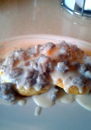 A picture of sweet biscuits and gravy.