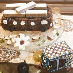 A picture of No bake chocolate biscuit cake.