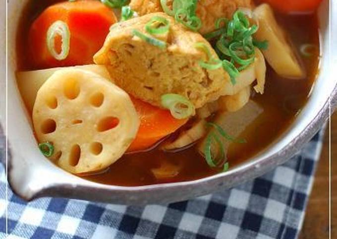 Japanese-Style Curry Soup with Fishcakes and Root Vegetables