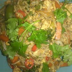 A picture of Turkey noodle stir-fry.