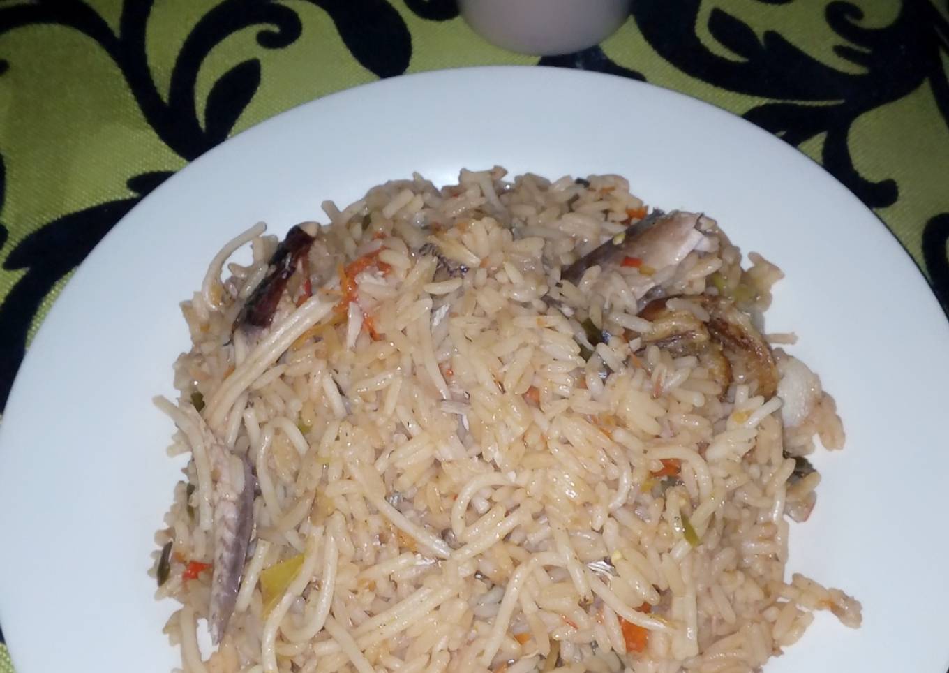 Rice and pasta jallof with fish