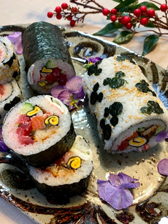 A picture of Mickey Mouse Roll Sushi.
