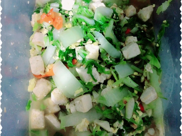 Langkah Gampang Membikin Resep Cah sawi putih telur tahu yang Lezat Anti Ribet, Sempurna
