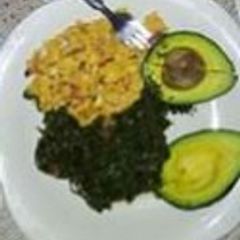A picture of Omelet with saute kales.