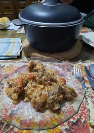 Una foto de Arroz integral con carne estofada