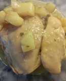 Pollo a la Cacerola con Papas a la Crema de Cúrcuma