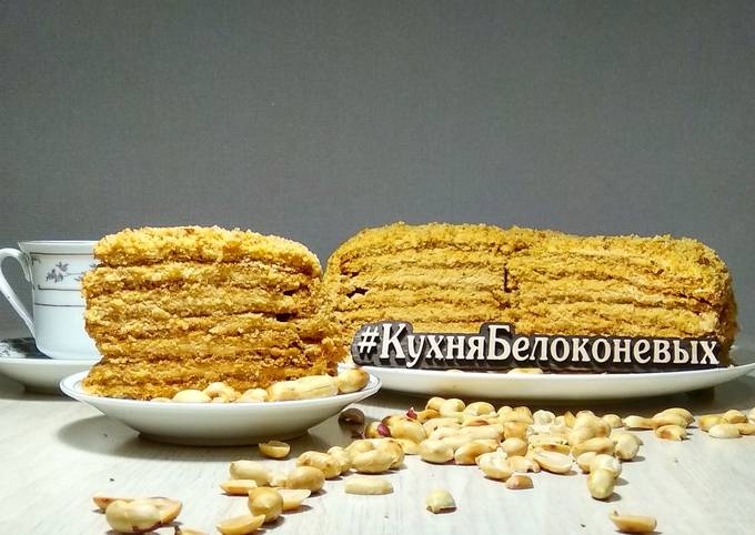 Арахисовый торт «Коровка», пошаговый рецепт на 10547 ккал, фото, ингредиенты - Nin@ G.Lov.