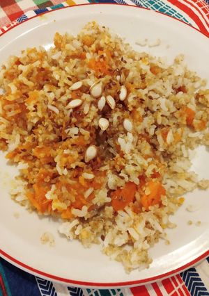 Una foto de Quinoa y arroz con calabaza 🍛