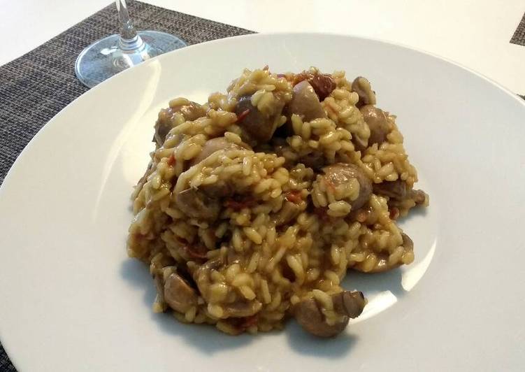 Risotto de tomates secos y hongos