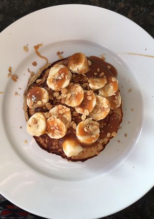 Una foto de Waffles de banana y avena