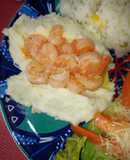 Puré de papa con camarones al ajillo 🦐🤤