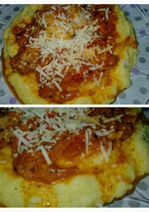 Una foto de Polenta con tuco🤗😉