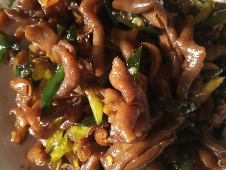 Langkah Mudah untuk Menyiapkan Tumis Usus Pedas Manis Lombok ijo 😋 yang Bikin Ngiler