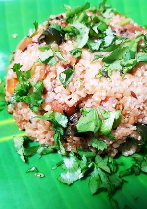 A picture of Broken Wheat Veg Upma.