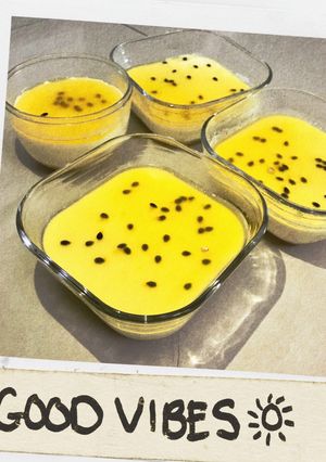 Hình của món Cheese cake chanh dây chua chua béo béo.