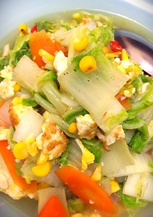 Foto resep Tumis Sawi Wortel Telur Jagung
